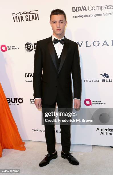 Internet Personality Cameron Dallas attends the 25th Annual Elton John AIDS Foundation's Academy Awards Viewing Party at The City of West Hollywood...