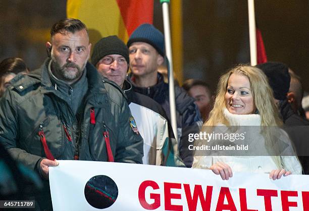 Der Chef des Buendnisses "Patriotischer Europaeer gegen Islamisierung des Abendlandes" , Lutz Bachmann und Kathrin Oertel , aufgenommen am...