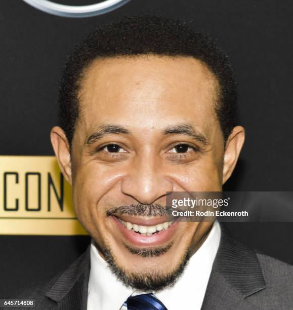 Actor Dale Godboldo attends the Mercedes-Benz x ICON MANN 2017 Academy Awards Viewing Party at Four Seasons Hotel Los Angeles at Beverly Hills on...