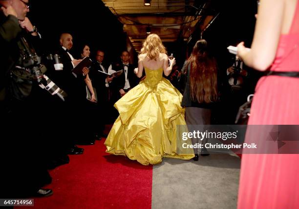 Actor Leslie Mann poses backstage during the 89th Annual Academy Awards at Hollywood & Highland Center on February 26, 2017 in Hollywood, California.