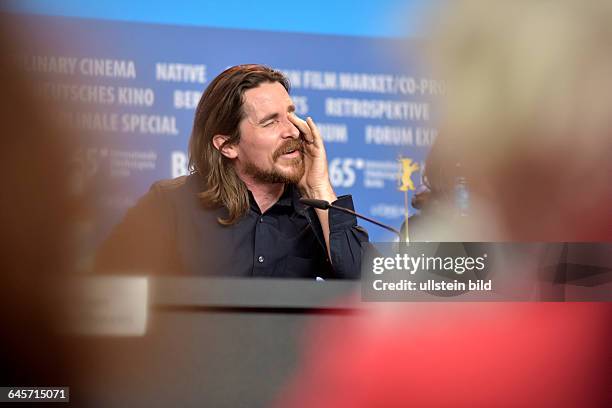 Schauspieler Christian Bale während der Pressekonferenz zum Film -KNIGHT OF CUPS- anlässlich der 65. Internationalen Filmfestspiele Berlin