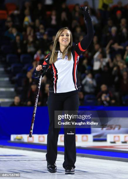 Rachel Homan of Ontario celebrates victory in the Gold Medal match against Manitoba during the 2017 Scotties Tournament of Hearts at the Meridian...