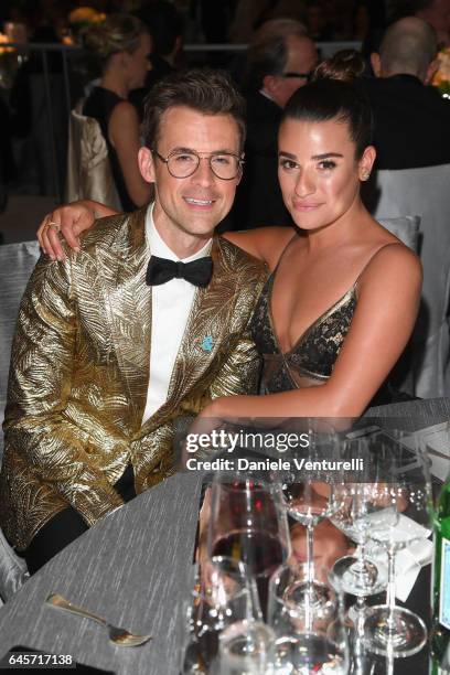 Actor Lea Michele and Brad Goreski attend Bulgari at the 25th Annual Elton John AIDS Foundation's Academy Awards Viewing Party at on February 26,...