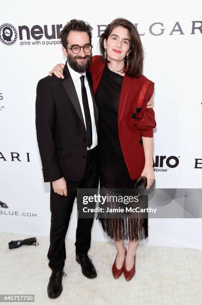 Actor Jay Duplass and Actor Gaby Hoffmann attends the 25th Annual Elton John AIDS Foundation's Academy Awards Viewing Party at The City of West...