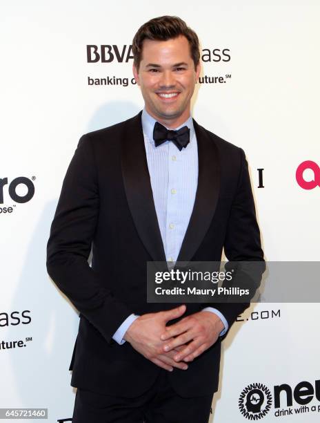 Andrew Rannells attends the 25th annual Elton John AIDS Foundation's Oscar Viewing Party at The City of West Hollywood Park on February 26, 2017 in...