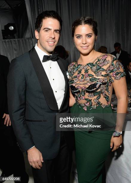 Director Eli Roth and Lorenza Izzo attend the 25th Annual Elton John AIDS Foundation's Academy Awards Viewing Party at The City of West Hollywood...