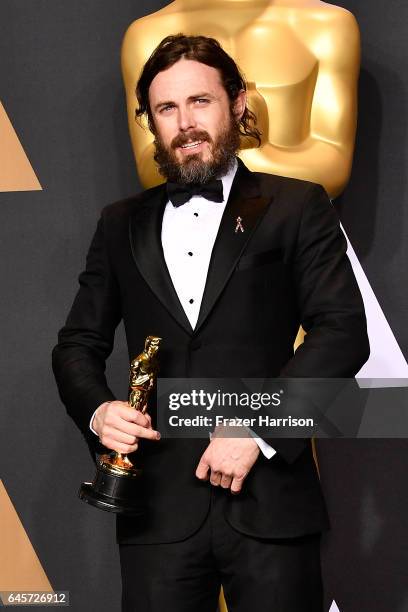 Actor Casey Affleck, winner of Best Actor for 'Manchester by the Sea' poses in the press room during the 89th Annual Academy Awards at Hollywood &...