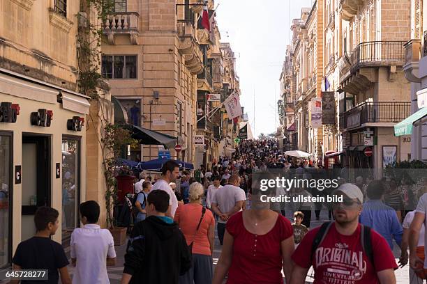 Abendliche Hauptstraße Republic Street in Valletta