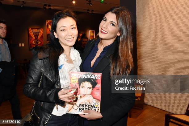 Malika Lambert and actress/TV presenter Donia Eden attend the Urban Anthology and Design Preview Cocktail at Artcurial on February 26, 2017 in Paris,...