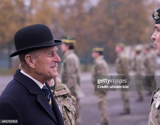 Seine Königliche Hoheit Prinz Philip The Duke of Edinburgh besucht als deren Ehrenoberst The Queen's Royal Hussars in Paderborn-Sennelager