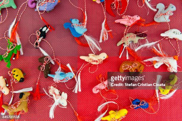 little march ("martisoare") talismans - martisor stock pictures, royalty-free photos & images