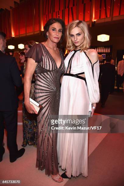Personality Caitlyn Jenner and model Andreja Pejic attend the 2017 Vanity Fair Oscar Party hosted by Graydon Carter at Wallis Annenberg Center for...