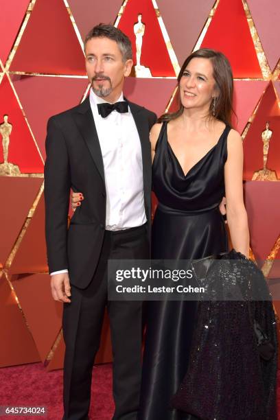 Sound Mixer Stuart Wilson and guest attend the 89th Annual Academy Awards at Hollywood & Highland Center on February 26, 2017 in Hollywood,...