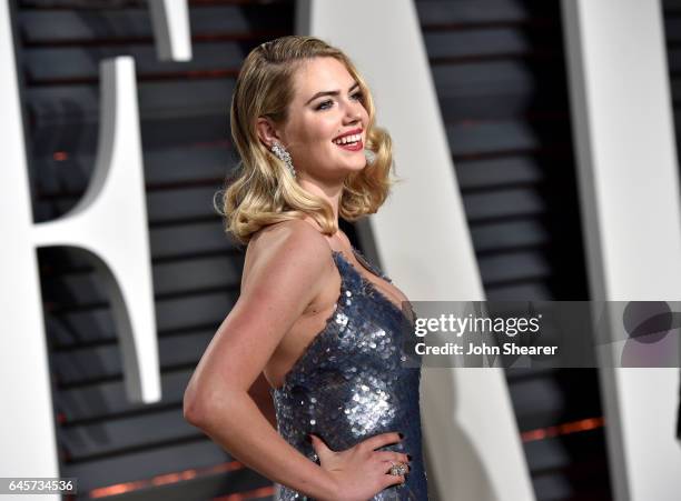 Model Kate Upton attends the 2017 Vanity Fair Oscar Party hosted by Graydon Carter at Wallis Annenberg Center for the Performing Arts on February 26,...