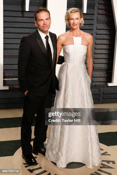21st Century Fox CEO Lachlan Murdoch and Sarah Murdoch attend 2017 Vanity Fair Oscar Party Hosted By Graydon Carter at Wallis Annenberg Center for...