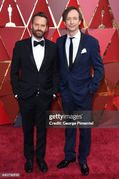 Musicians Dustin O'Halloran and Volker Bertelmann attend the 89th Annual Academy Awards at Hollywood & Highland Center on February 26, 2017 in...