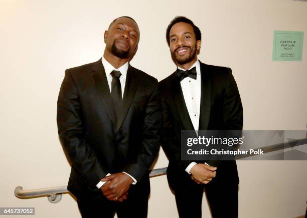 Actors Trevante Rhodes and Andre Holland backstage during the 89th Annual Academy Awards at Hollywood & Highland Center on February 26, 2017 in...