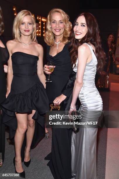 Models Georgia May Jagger, Jerry Hall and Elizabeth Jagger attend the 2017 Vanity Fair Oscar Party hosted by Graydon Carter at Wallis Annenberg...