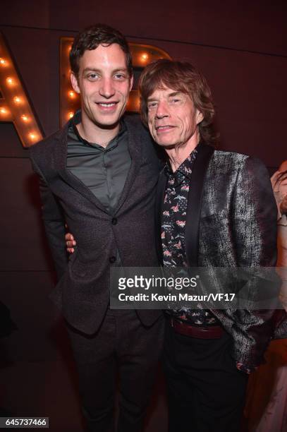 Actor James Jagger and musician Mick Jagger attend the 2017 Vanity Fair Oscar Party hosted by Graydon Carter at Wallis Annenberg Center for the...