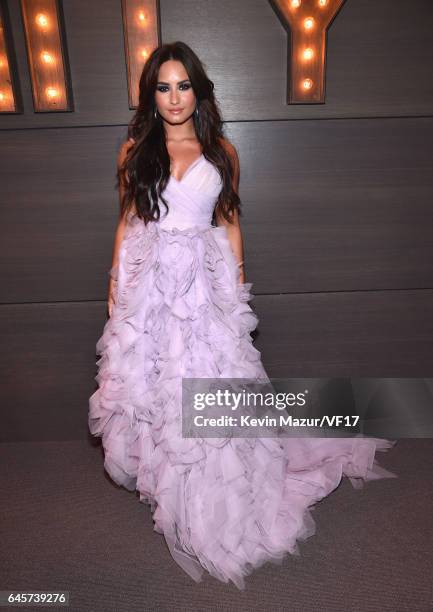 Singer Demi Lovato attends the 2017 Vanity Fair Oscar Party hosted by Graydon Carter at Wallis Annenberg Center for the Performing Arts on February...