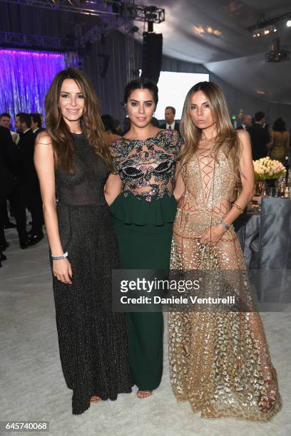 Carolina Parsons, Lorenza Izzo and Erica Pelosini attend Bulgari at the 25th Annual Elton John AIDS Foundation's Academy Awards Viewing Party at on...