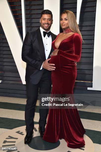 Player Russell Wilson and recording artist Ciara attend the 2017 Vanity Fair Oscar Party hosted by Graydon Carter at Wallis Annenberg Center for the...