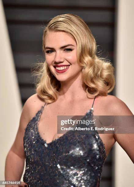 Model Kate Upton attends the 2017 Vanity Fair Oscar Party hosted by Graydon Carter at Wallis Annenberg Center for the Performing Arts on February 26,...