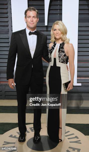 Novelist Douglas Brunt and journalist Megyn Kelly attend the 2017 Vanity Fair Oscar Party hosted by Graydon Carter at Wallis Annenberg Center for the...