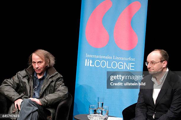 Michel Houellebecq und Nils Minkmar sprechen über sein neues Werk "Unterwerfung", Moderation: Juri Steiner im Rahmen der lit.COLOGNE 2015 Depot I des...