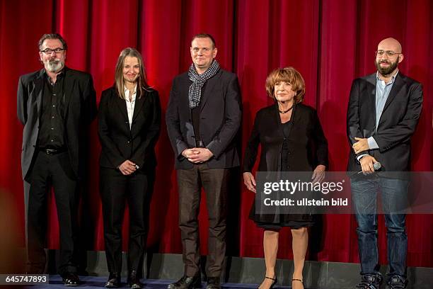 Eröffnung des 36. Max Ophüls Festivals . Im Bild: Die Hauptjury Langfilm v.l.: Anatol Nitschke, Anja Dihrberg, Devid Striesow, Hannelore Hoger und...