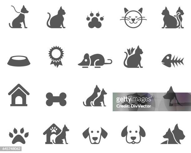 dog and cat icons - cat dog icon stock illustrations