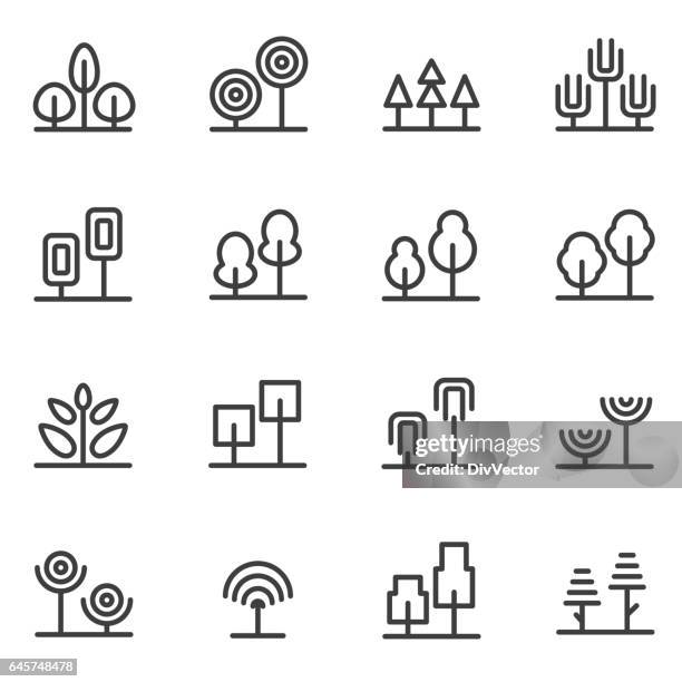 tree icons - ecosystem stock illustrations