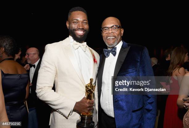 Writer Tarell Alvin McCraney and Actor Samuel L. Jakson attend the 89th Annual Academy Awards Governors Ball at Hollywood & Highland Center on...