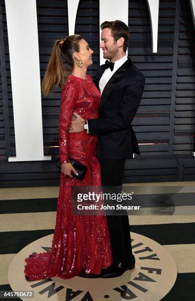 Elizabeth Chambers and actor Armie Hamme attend the 2017 Vanity Fair Oscar Party hosted by Graydon Carter at Wallis Annenberg Center for the...