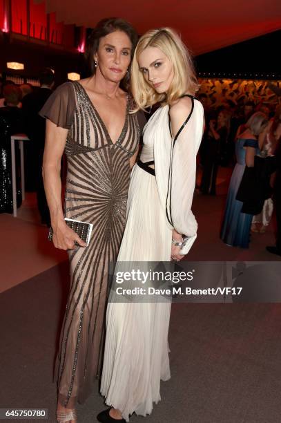 Personality Caitlyn Jenner and model Andreja Pejic attend the 2017 Vanity Fair Oscar Party hosted by Graydon Carter at Wallis Annenberg Center for...