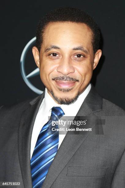 Actor Dale Godboldo arrives at the Mercedes-Benz x ICON MANN 2017 Academy Awards Viewing Party at Four Seasons Hotel Los Angeles at Beverly Hills on...