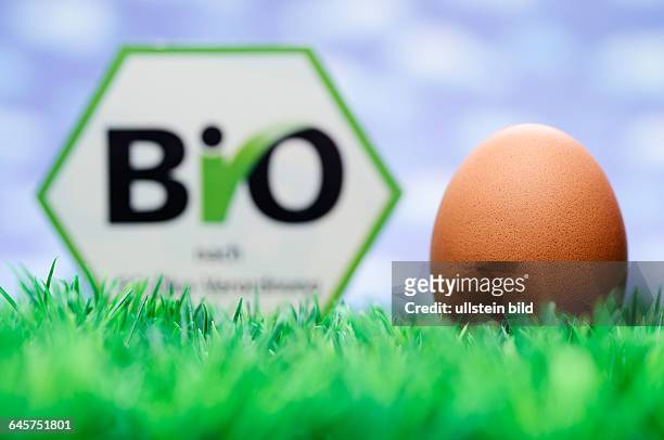 Hühnerei und Bio-Siegel, Symbolfoto falsch deklarierte Bio-Eier