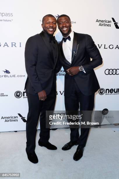 Actors Edwin Hodge and Aldis Hodge attend the 25th Annual Elton John AIDS Foundation's Academy Awards Viewing Party at The City of West Hollywood...