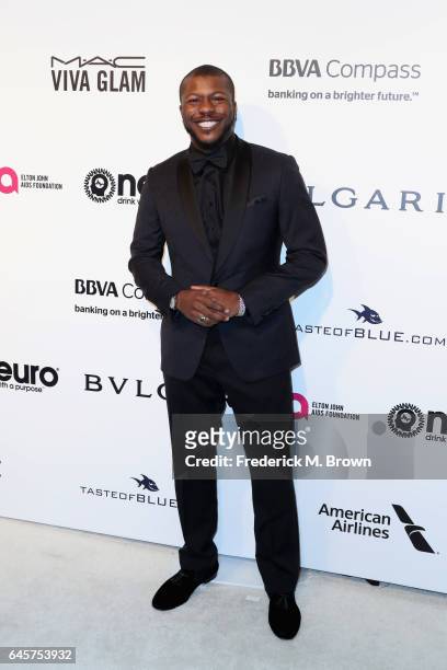 Actor Edwin Hodge attends the 25th Annual Elton John AIDS Foundation's Academy Awards Viewing Party at The City of West Hollywood Park on February...