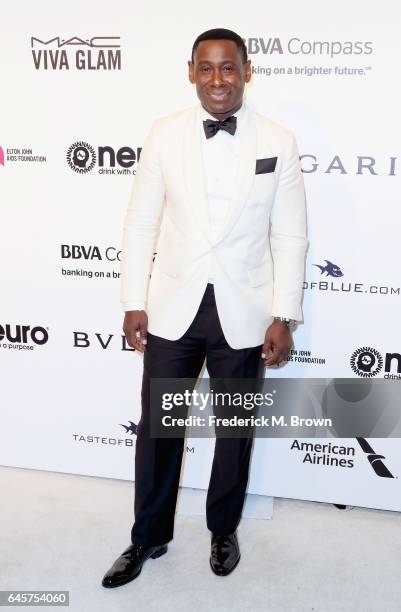 Actor David Harewood attends the 25th Annual Elton John AIDS Foundation's Academy Awards Viewing Party at The City of West Hollywood Park on February...