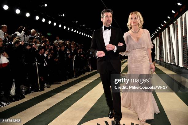 Actors Patrick Dempsey and Jillian Dempsey attend the 2017 Vanity Fair Oscar Party hosted by Graydon Carter at Wallis Annenberg Center for the...