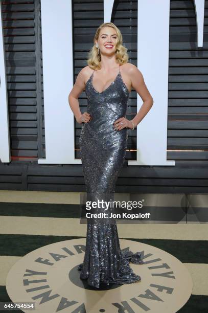 Model Kate Upton attends the 2017 Vanity Fair Oscar Party hosted by Graydon Carter at Wallis Annenberg Center for the Performing Arts on February 26,...