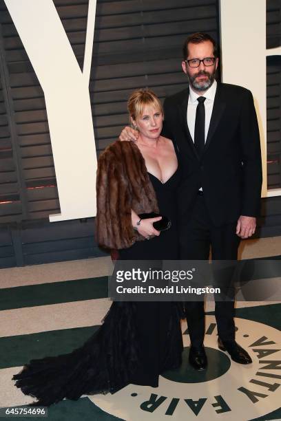 Actress Patricia Arquette artist Eric White attend the 2017 Vanity Fair Oscar Party hosted by Graydon Carter at the Wallis Annenberg Center for the...