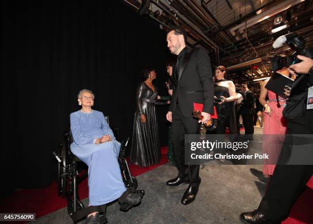 Mathematician Katherine Johnson and director Ezra Edelman, winner of Best Documentary Feature for 'O.J.: Made in America' backstage during the 89th...