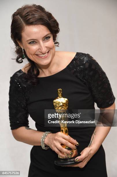 Producer Adele Romanski, winner of the award for Best Picture for 'Moonlight,' attend the 89th Annual Academy Awards Governors Ball at Hollywood &...