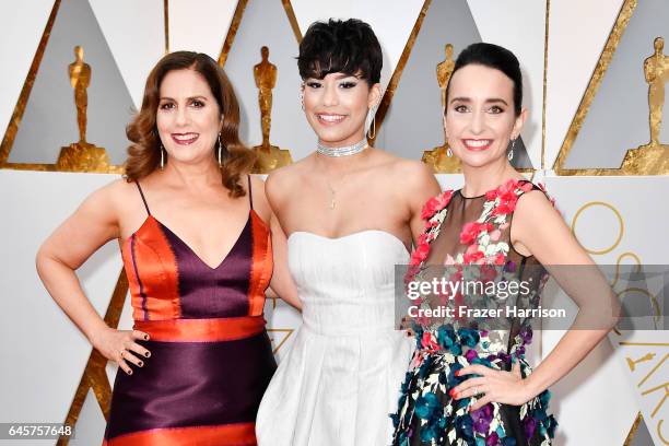 Direcor Kahane Cooperman, musician Brianna Perez and Raphaela Neihausen attend the 89th Annual Academy Awards at Hollywood & Highland Center on...