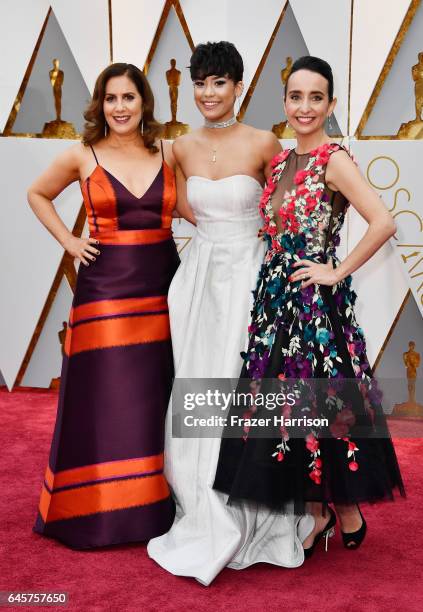 Direcor Kahane Cooperman, musician Brianna Perez and Raphaela Neihausen attend the 89th Annual Academy Awards at Hollywood & Highland Center on...