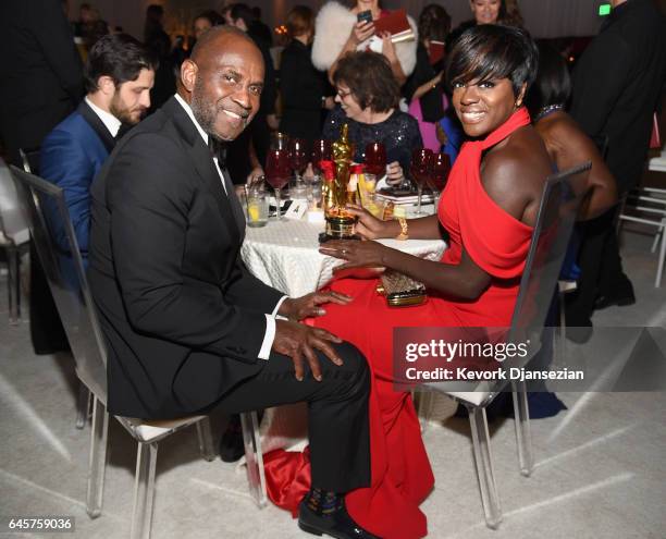 Actor Viola Davis , winner of the award for Actress in a Supporting Role for 'Fences,' and actor Julius Tennon attend the 89th Annual Academy Awards...