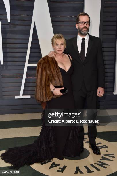 Actor Patricia Arquette and artist Eric White attend the 2017 Vanity Fair Oscar Party hosted by Graydon Carter at Wallis Annenberg Center for the...