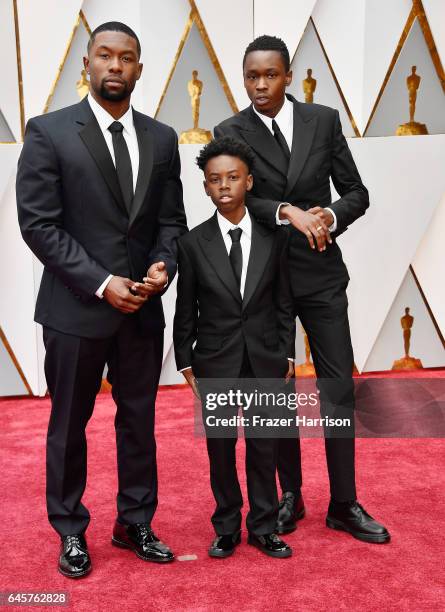 Actors Trevante Rhodes, Alex R. Hibbert and Ashton Sanders attend the 89th Annual Academy Awards at Hollywood & Highland Center on February 26, 2017...